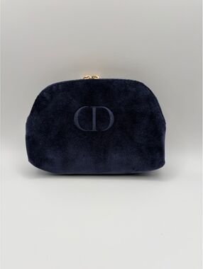 Dior Cosmetic Makeup Bag Navy Velvet Pouch Bag